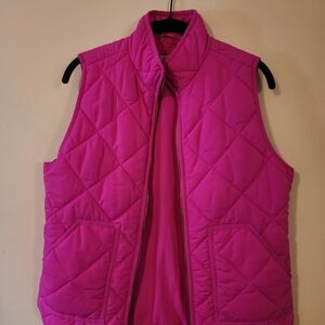 J. Crew Bright Pink Quilted Vest